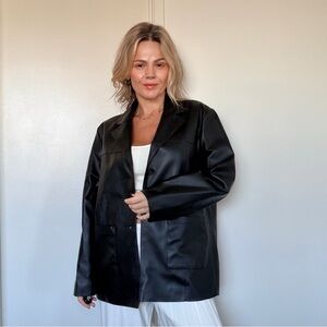 Almina Concept Oversized Faux Leather Jacket Black